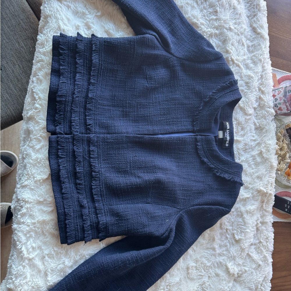 Karl Lagerfeld Midnight Blue Fringe Jacket